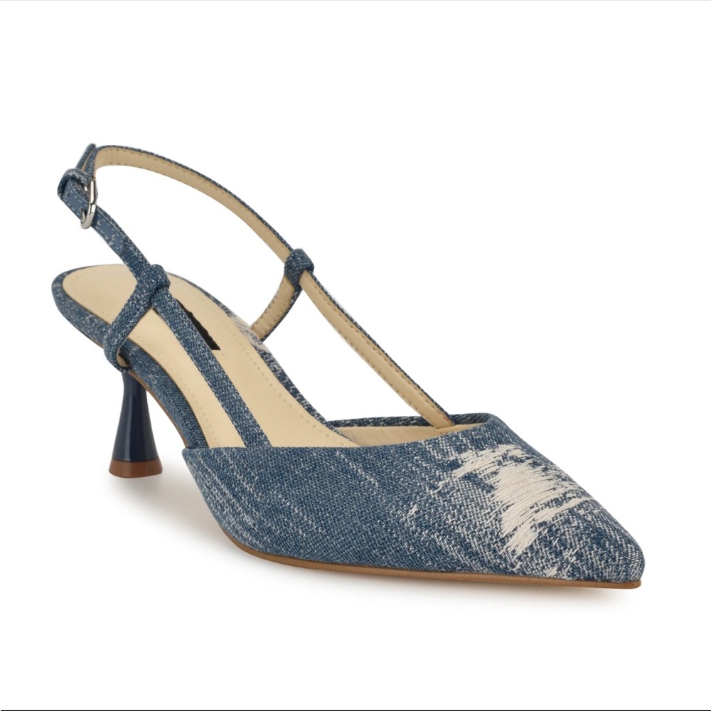 Nine West Blue Denim Slingback Heels
